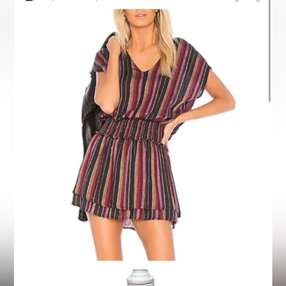 Rails Womens Lucca Brava Stripe Smocked Mini Dress Linen Blend Size Small